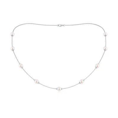 Angara 6-6.5mm 18" Japanese Akoya Pearl Station Necklace In White