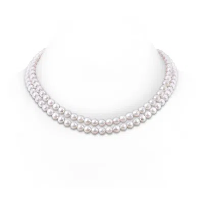 Angara 6-7mm 6-7mm, 18" Japanese Akoya Pearl Double Strand Necklace In Metallic