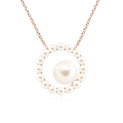 Angara 6 Mm Freshwater Pearl Asymmetrical Halo Pendant In Gold