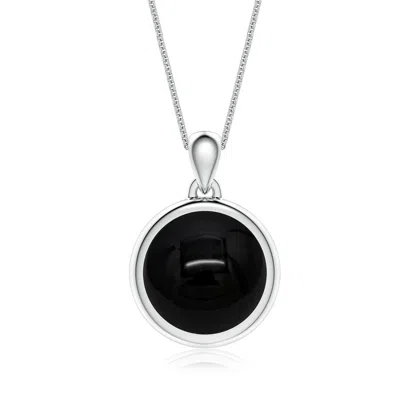 Angara 6.03 Ctw Round Black Onyx Men's Medallion Pendant With Chain