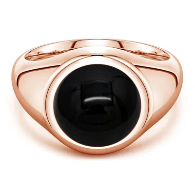 Angara 6.03 Ctw Round Black Onyx Men's Signet Ring