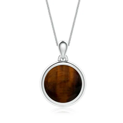 Angara 6.26 Ctw Round Tiger's Eye Men's Medallion Pendant With Chain In Brown