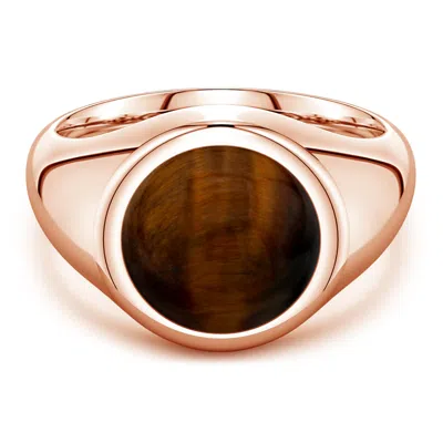 Angara 6.26 Ctw Round Tiger's Eye Men's Signet Ring In Brown