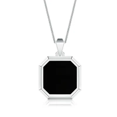 Angara 6.31 Ctw Square Emerald-cut Black Onyx Men's Octagon Medallion Pendant With Chain