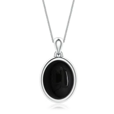Angara 6.37 Ctw Oval Black Onyx Men's Medallion Pendant With Chain