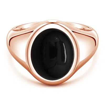 Angara 6.37 Ctw Oval Black Onyx Men's Signet Ring In Gold