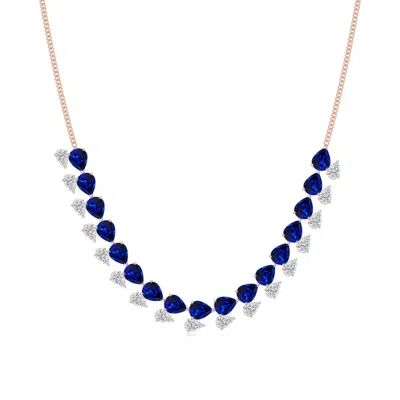 Angara 63.92 Ctw Pear-shaped Lab-grown Blue Sapphire And Diamond Fringe Necklace In Rose Gold/deep Rich Blue