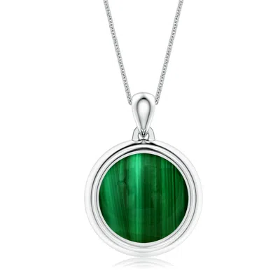 Angara 6.89 Ctw Bezel-set Round Malachite Men's Medallion Pendant With Chain In Green