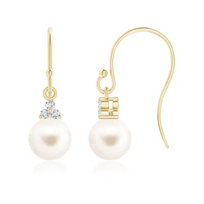 Angara 6mm Freshwater Pearl & Diamond Trio Drop Earrings In Gold