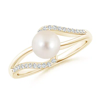 Angara 6mm Freshwater Pearl Ring With Bypass Shank In Gold
