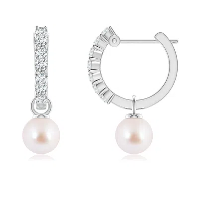 Angara 6mm Japanese Akoya Pearl Hinged Clip Earrings With Diamonds In Metallic
