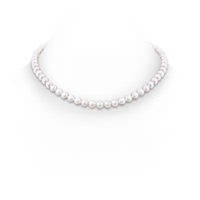 Angara 7-8mm 7-8mm, 18" Single Strand Japanese Akoya Pearl Necklace In Metallic
