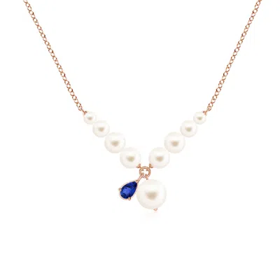 Angara 7 Mm Dual Freshwater Pearl And Pear Tanzanite Charm Necklace In Multi