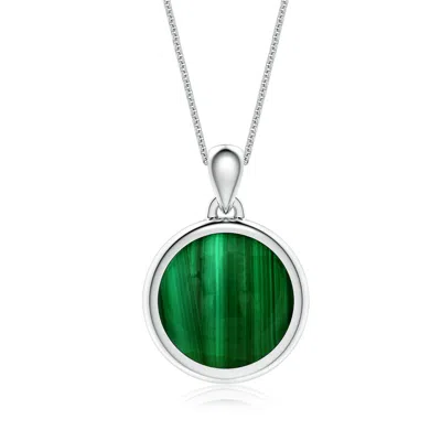 Angara 7.08 Ctw Round Malachite Men's Medallion Pendant With Chain