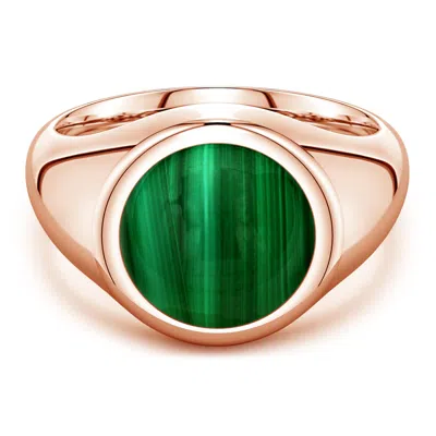 Angara 7.08 Ctw Round Malachite Men's Signet Ring In Green