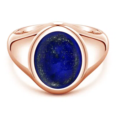 Angara 7.26 Ctw Oval Lapis Lazuli Men's Signet Ring In Gold