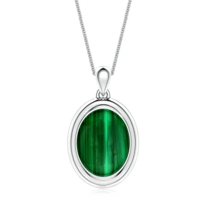 Angara 7.29 Ctw Bezel-set Oval Malachite Men's Medallion Pendant With Chain In Green