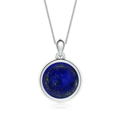 Angara 7.38 Ctw Round Lapis Lazuli Men's Medallion Pendant With Chain In Blue