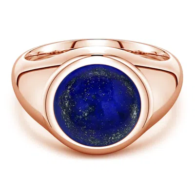 Angara 7.38 Ctw Round Lapis Lazuli Men's Signet Ring In Blue