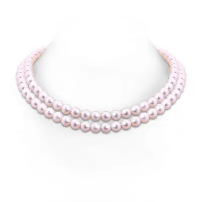 Angara 7.5-8.5mm 7.5-8.5mm, 18" Japanese Akoya Pearl Double Strand Necklace In Green