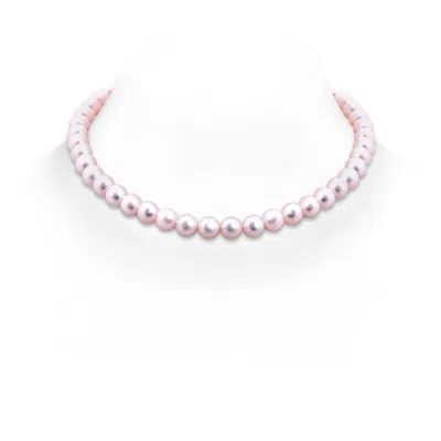 Angara 7.5-8mm 7.5-8mm, 18" Classic Japanese Akoya Pearl Princess Necklace In Pink
