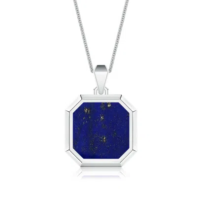 Angara 7.52 Ctw Square Emerald-cut Lapis Lazuli Men's Octagon Medallion Pendant With Chain In Blue