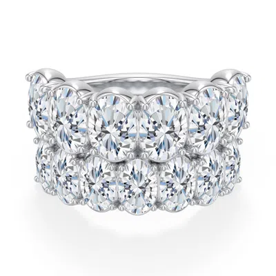 Angara 7.57 Ctw Double-row Oval Diamond Cocktail Ring In Platinum/g