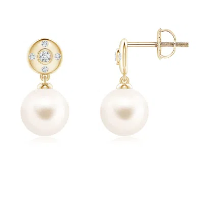 Angara 7mm Freshwater Pearl Earrings With Diamond Accent In Gold