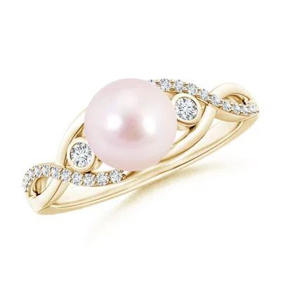 Angara 7mm Japanese Akoya Pearl And Diamond Infinity Ring In Pink