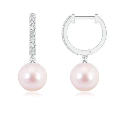 Angara 7mm Japanese Akoya Pearl Huggie Hoop Earrings In White