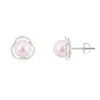 Angara 7mm Japanese Akoya Pearl Love Knot Studs In White Gold/pinkish