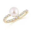 Angara 7mm Japanese Akoya Pearl Solitaire Ring With Diamonds In Yellow Gold/ivory