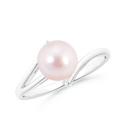Angara 7mm Solitaire Japanese Akoya Pearl Bypass Split Shank Ring In Pink