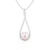 Angara 7mm Solitaire Japanese Akoya Pearl Cradle Pendant In Platinum/pinkish