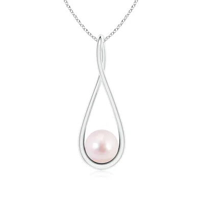 Angara 7mm Solitaire Japanese Akoya Pearl Cradle Pendant In Pink
