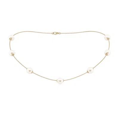 Angara 8-8.5mm 16" Freshwater Pearl Station Necklace In Yellow