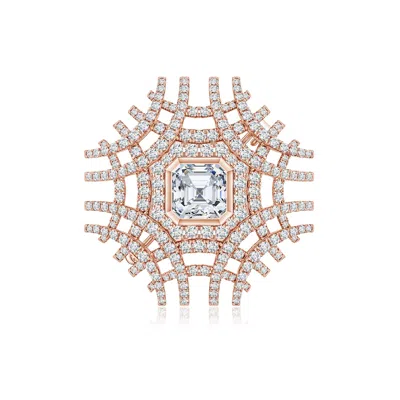 Angara 8.15 Ctw Asscher-cut Lab-grown Diamond Men's Latticework Brooch In Gold