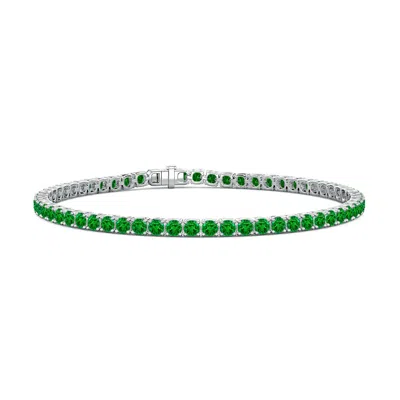 Angara 8.4 Ctw Lab-grown Emerald Men's Tennis Bracelet In Green