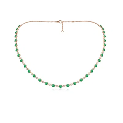 Angara 8.56 Ctw Emerald And Diamond Adjustable Station Necklace In Green