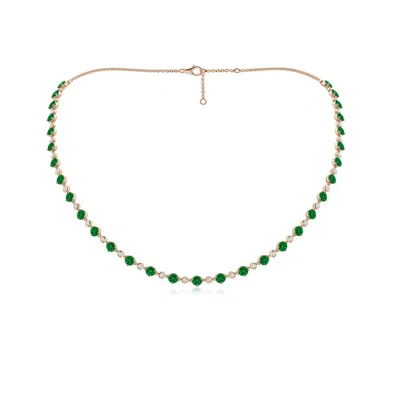 Angara 8.56 Ctw Lab-grown Emerald And Diamond Adjustable Station Necklace In Green