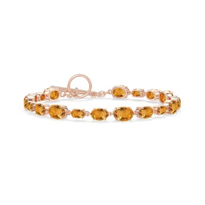 Angara 8.91 Ctw Alternating Multi-size Oval Citrine Toggle Bracelet In Rose Gold/yellow