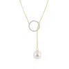 Angara 8mm Akoya Cultured Pearl Circle Lariat Necklace