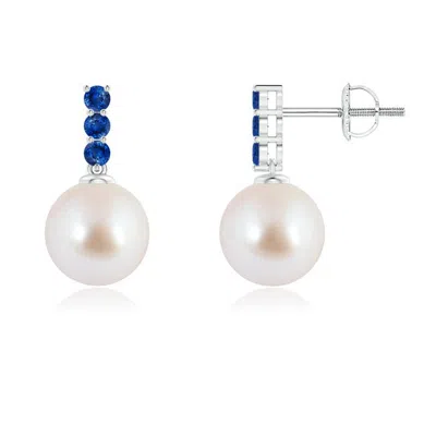Angara 8mm Classic Akoya Cultured Pearl And Sapphire Earrings