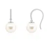 Angara 8mm Classic Freshwater Pearl And Diamond Drop Earrings In White Gold/white