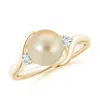 Angara 8mm Classic Golden South Sea Pearl Bypass Ring In Yellow Gold/golden