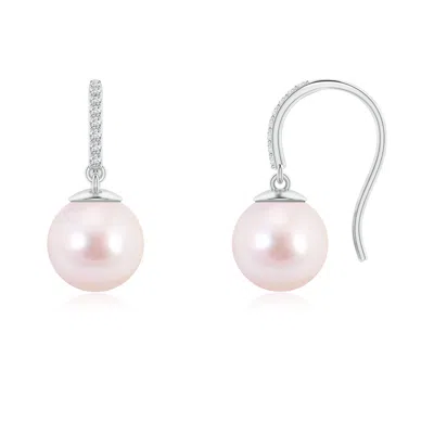 Angara 8mm Classic Japanese Akoya Pearl And Diamond Drop Earrings In Metallic