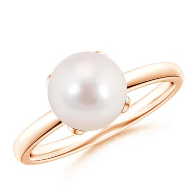 Angara 8mm Classic Solitaire Japanese Akoya Pearl Ring