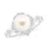 Angara 8mm Floral Vintage Inspired Freshwater Pearl Ring In White Gold/white
