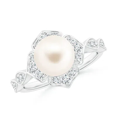 Angara 8mm Floral Vintage Inspired Freshwater Pearl Ring In Metallic
