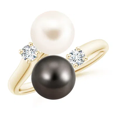 Angara 8mm Freshwater & Tahitian Pearl Ring In Multi